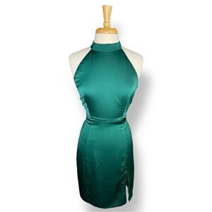 Lulu's Teal Backless Halter Dress